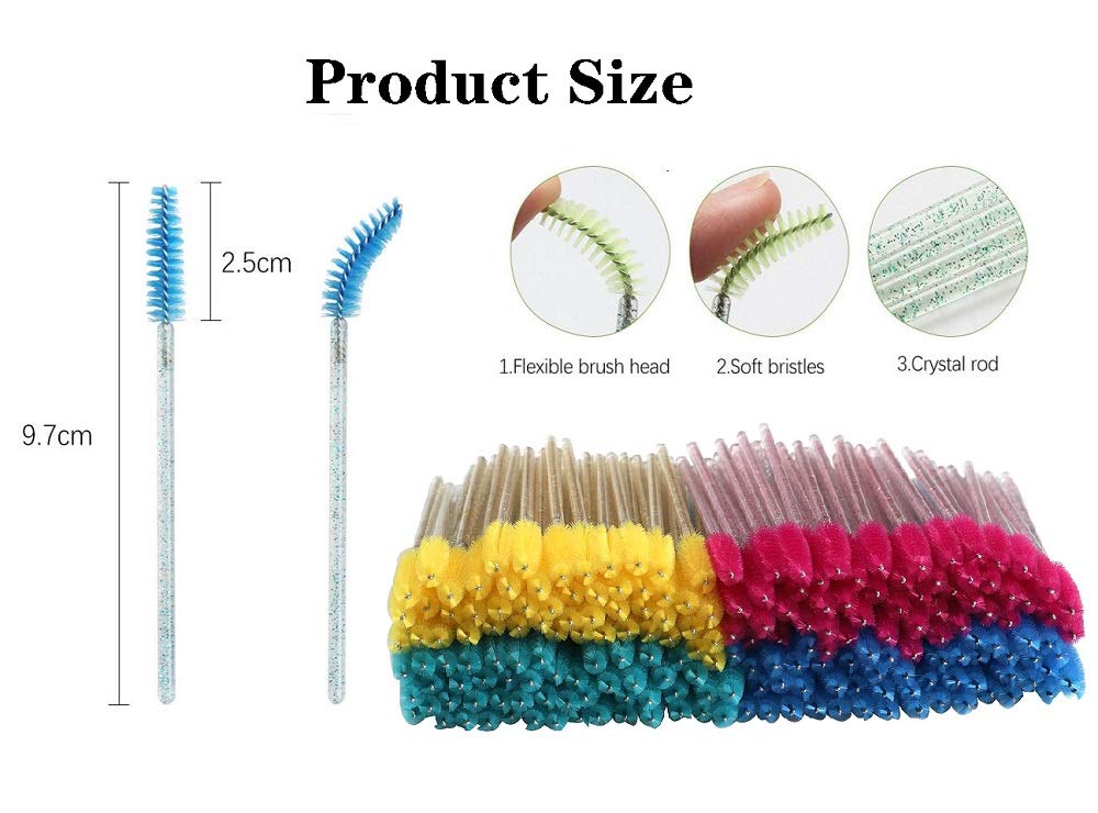 LASSKY 200Pcs Disposable Eyelash Mascara Brushes, Eye lash Brush, Mascara Wands, Spoolies for Eyelash Extensions, Lash Wand, Eyelash Extension Spoolie