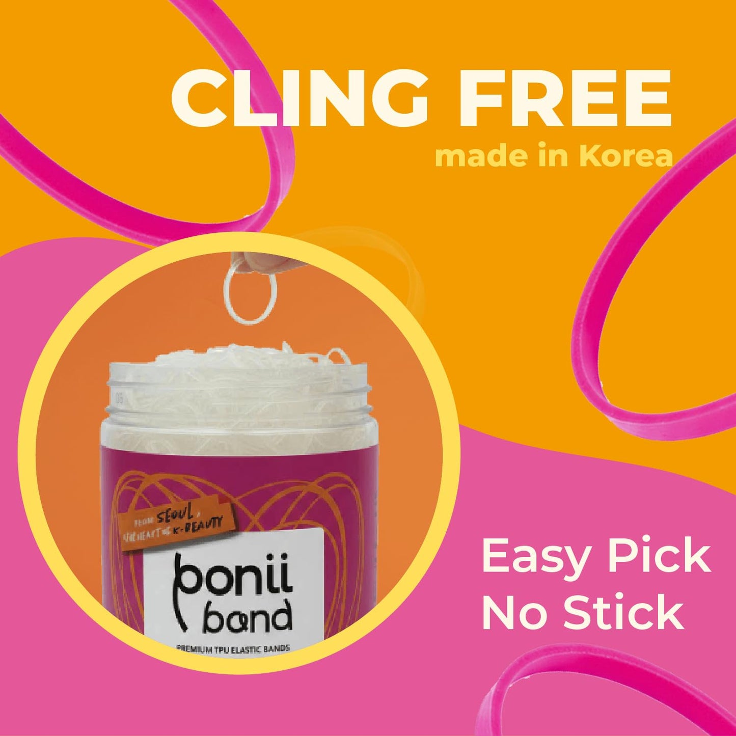 [Made in Korea] PONIIBAND Non-Toxic & Safe 2000pcs 0.8-Inch Clear Elastic Hair Bands - Ouchless Mini Small Rubber Bands for Kids Girls Hair Ties Beauty and Personal Care PONIIBAND