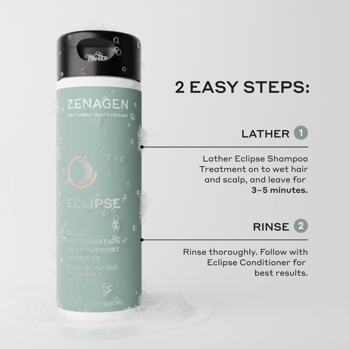 ZENAGEN Eclipse Trio Kit | Color Preservation + Gray Support | Shampoo + Conditioner + Volume Foam | for Color Protection, Hair Health & Voluminous