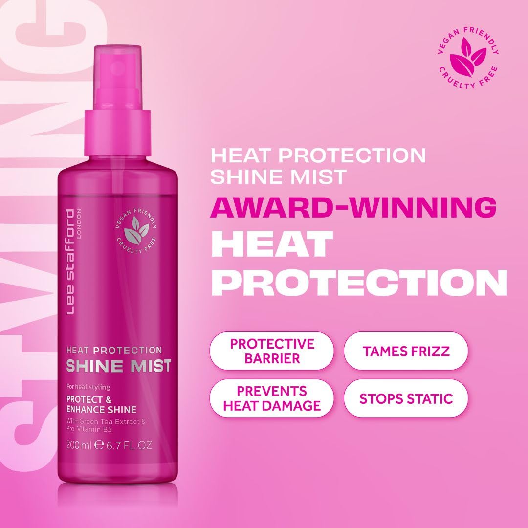 Lee Stafford Heat Protectant Hair Spray | Styling Collection - Best Thermal Defense Shine Mist for Daily Use, Frizz Control with Protection, Flat Iron