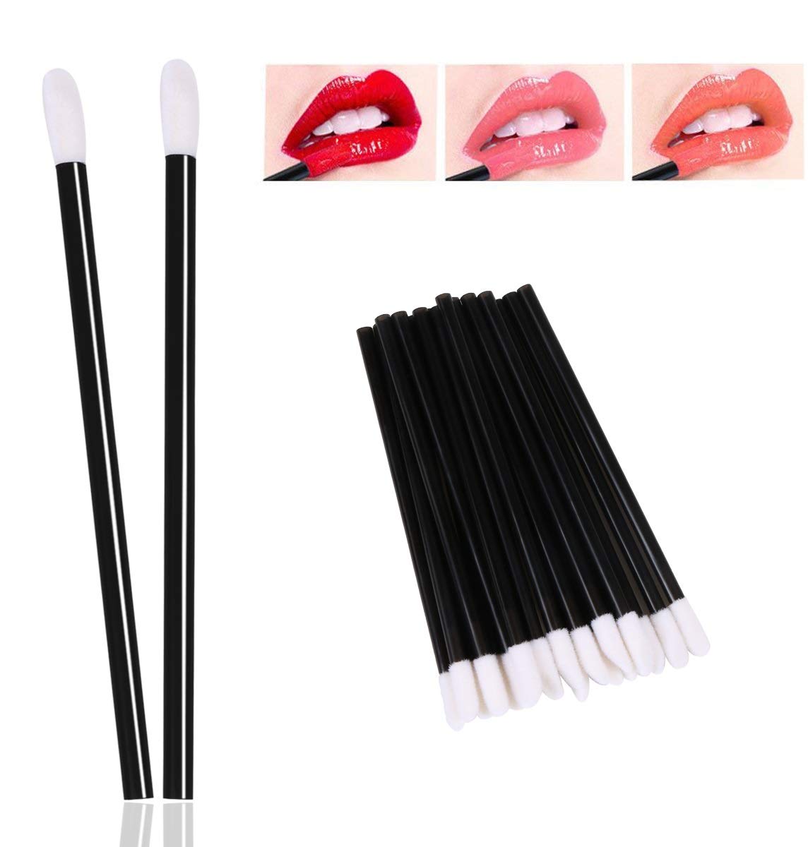 EVERMARKET(TM) 500 Pieces Disposable Lip Brushes Lipstick Gloss Wands Applicator Makeup Tool Kits, Black