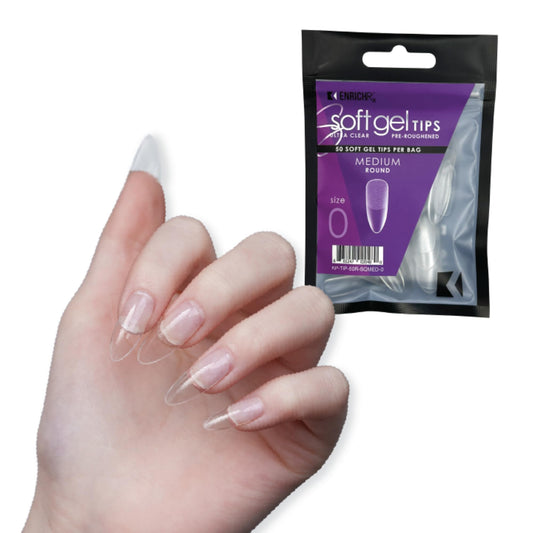 Soft Gel Tips Ultra Clear Pre-Roughened 550 pcs (Medium Round) Beauty & Personal Care KUPA