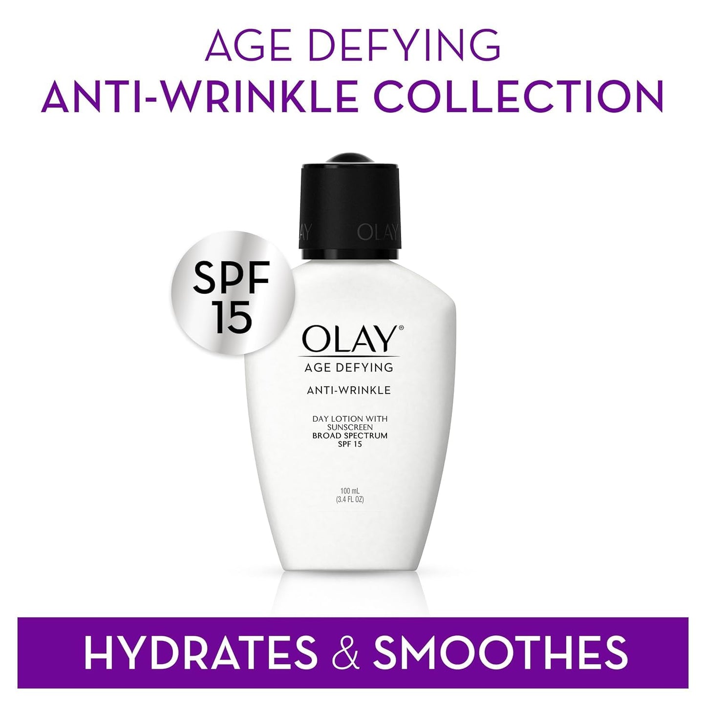 Olay Age Defying Anti-Wrinkle Day Lotion with Sunscreen Broad Spectrum SPF 15, 3.4 Ounce