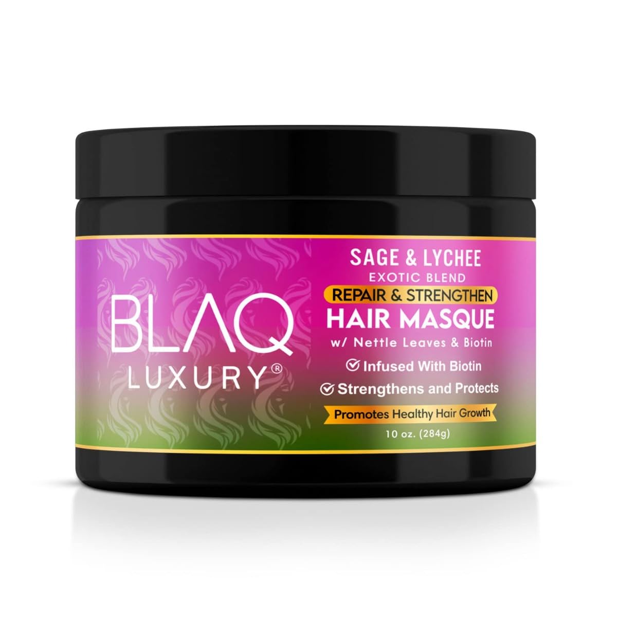 Blaq Luxury Sage & Lychee Hair Masque Treatment for Stronger, Healthier Hair - Biotin Infused, Promotes Growth & Moisture Retention, All Types, 10oz