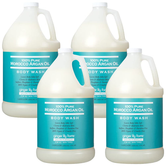 Ginger Lily Farms Salon Formula 100% Pure Morocco Argan Oil Body Wash for All Skin Types, 100% Vegan & Cruelty-Free, 1 Gallon Refill (Pack of 4) Beauty & Personal Care Ginger Lily Farms