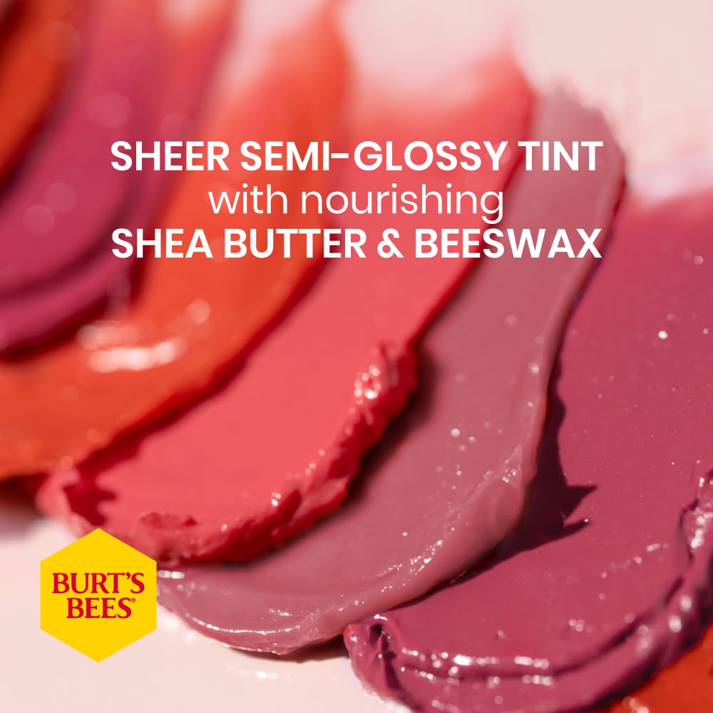 Burts Bees 100% Natural Origin Tinted Lip Balm, Zinnia with Shea Butter & Botanical Waxes - 1 Tube