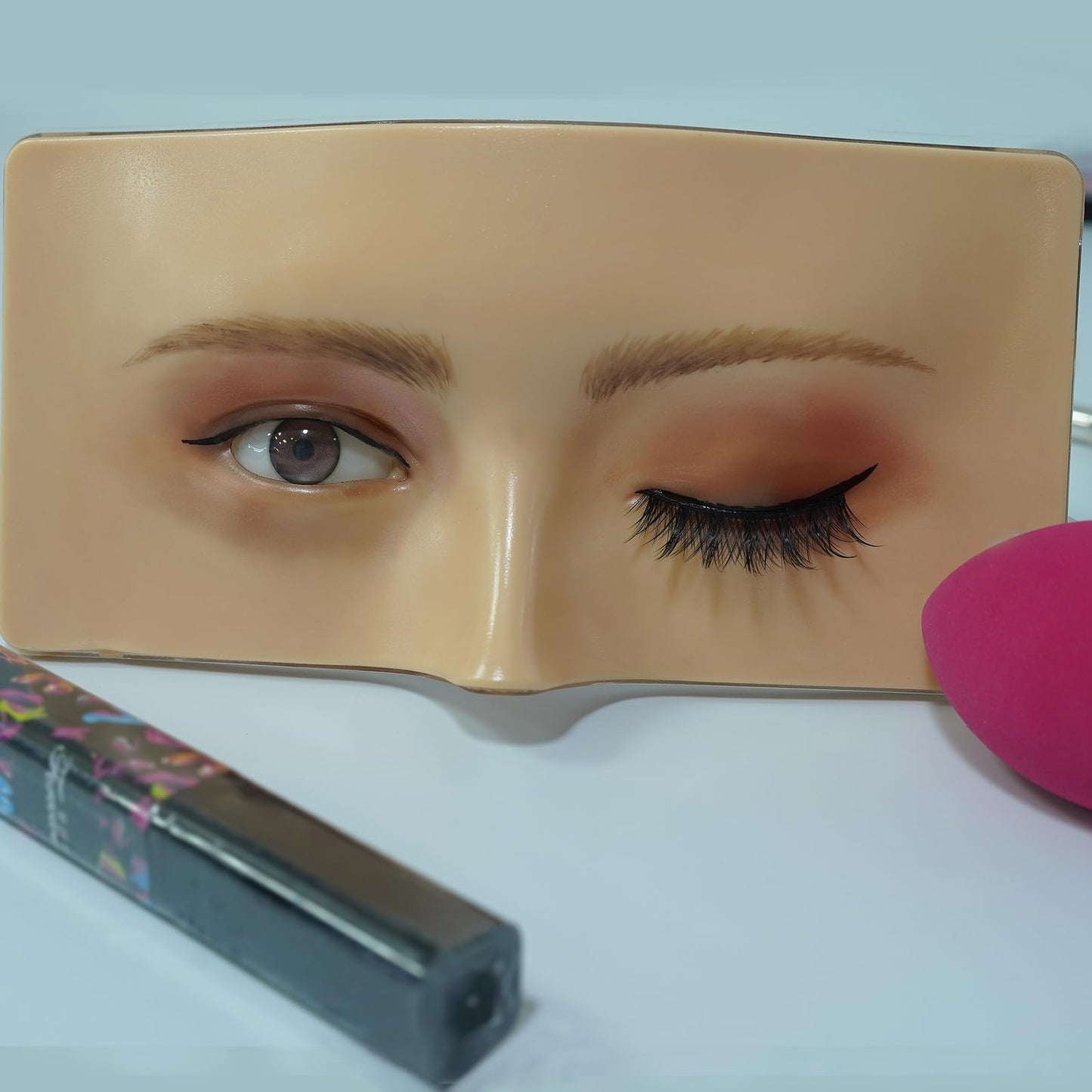 GETPUCHRA Makeup Practice face Eye Makeup Silicone Makeup Practice Board Realistic Face Model Makeup Practice Mask,With Replaceable Eyes (Eye makeup
