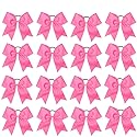 16PCS 8" Large Cheer Hair Bows Ponytail Holder Elastic Band Handmade for Cheerleading Teen Girls College Sports (Hot Pink, 1 Count (Pack of 16))