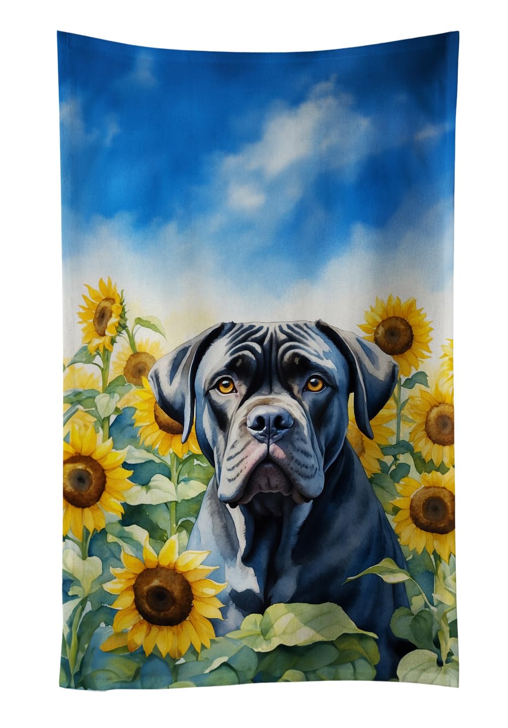 Caroline's Treasures Cane Corso in Sunflowers Kitchen Towel Dish Cloths Guest Hand Towel Decorative Bathroom Towel for Face,Tea, Dishcloth, Kitchen…
