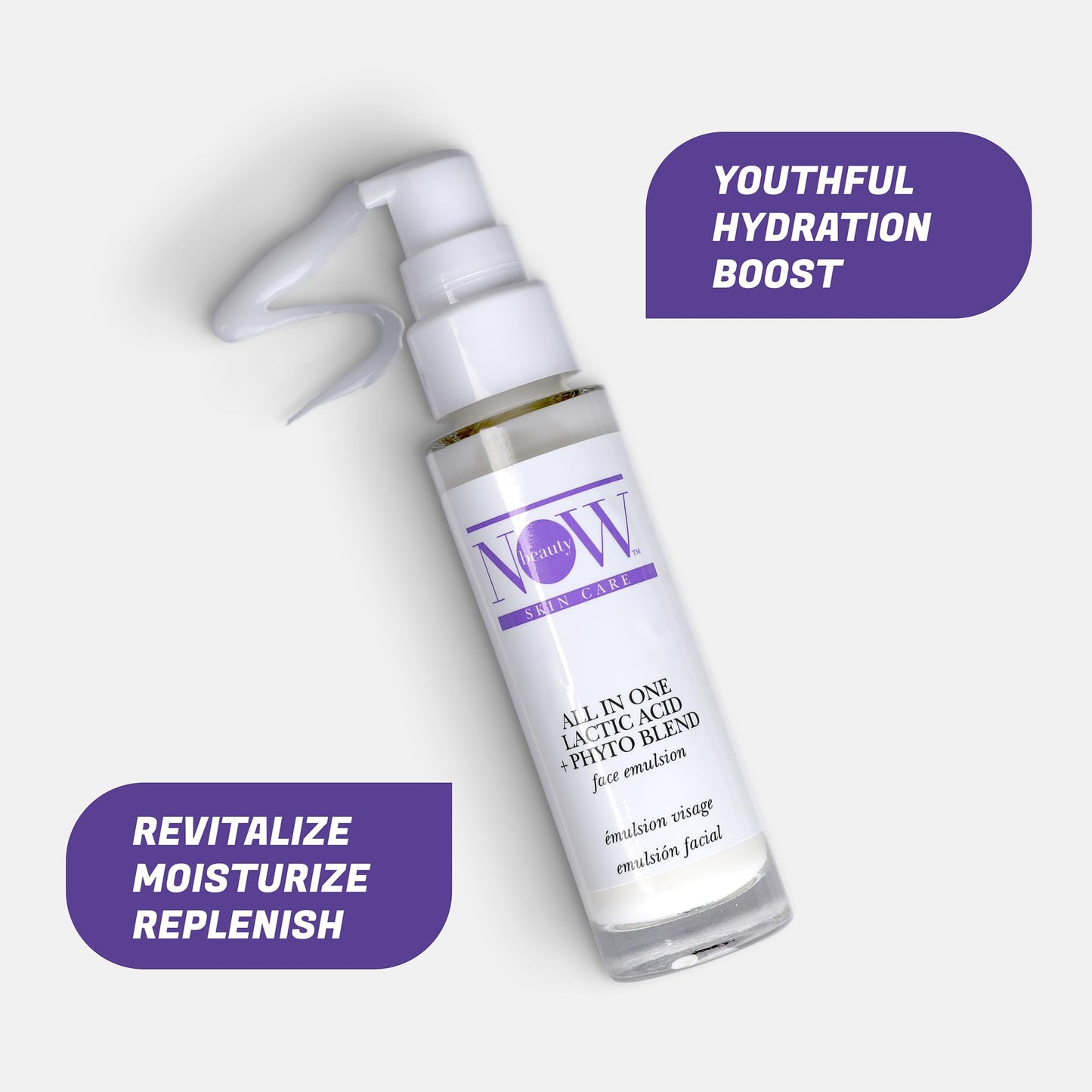 NOW BEAUTY All-In-One Lactic Acid Plus Phyto Blend Treatment - Face Emulsion for Anti-Wrinkle, Anti-aging - Vegan - Sulfate & Paraben Free - For Men