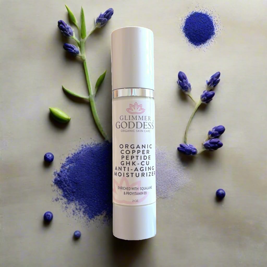GLIMMER GODDESS Copper Peptide Moisturizer - Lightweight Hydrating Cream with GHK-Cu Complex, Organic Aloe Vera & Botanical Oils - For All Skin Types