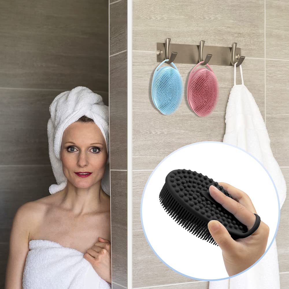 PQRUU 3 Pack Silicone Body Scrubber, Exfoliating Soft Loofah Bath Body Scrubbers for Use in Shower, Exfoliating Body Scrubber Fit for All Kinds Beauty and Personal Care PQRUU