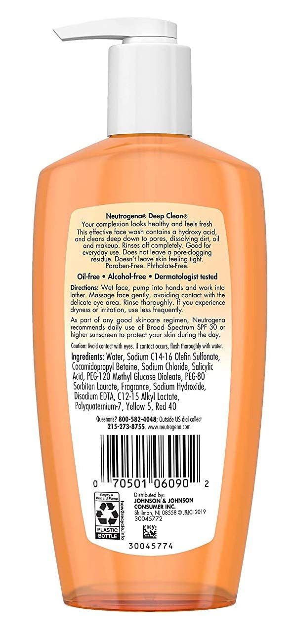 Neutrogena Deep Clean Facial Cleanser 6.7 Ounce (200ml) (Pack of 3)