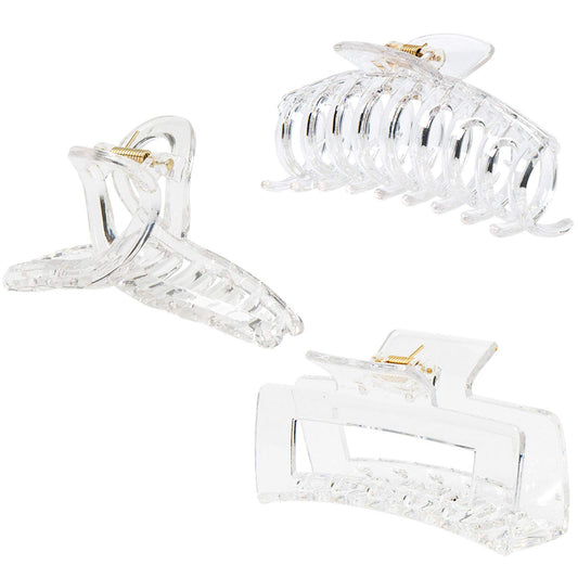 Kitiin Clear Claw Clips for Thick/Fine/Thin Hair, Strong Holding Large Jaw Polycarbonate Clips for Women (3 pcs)