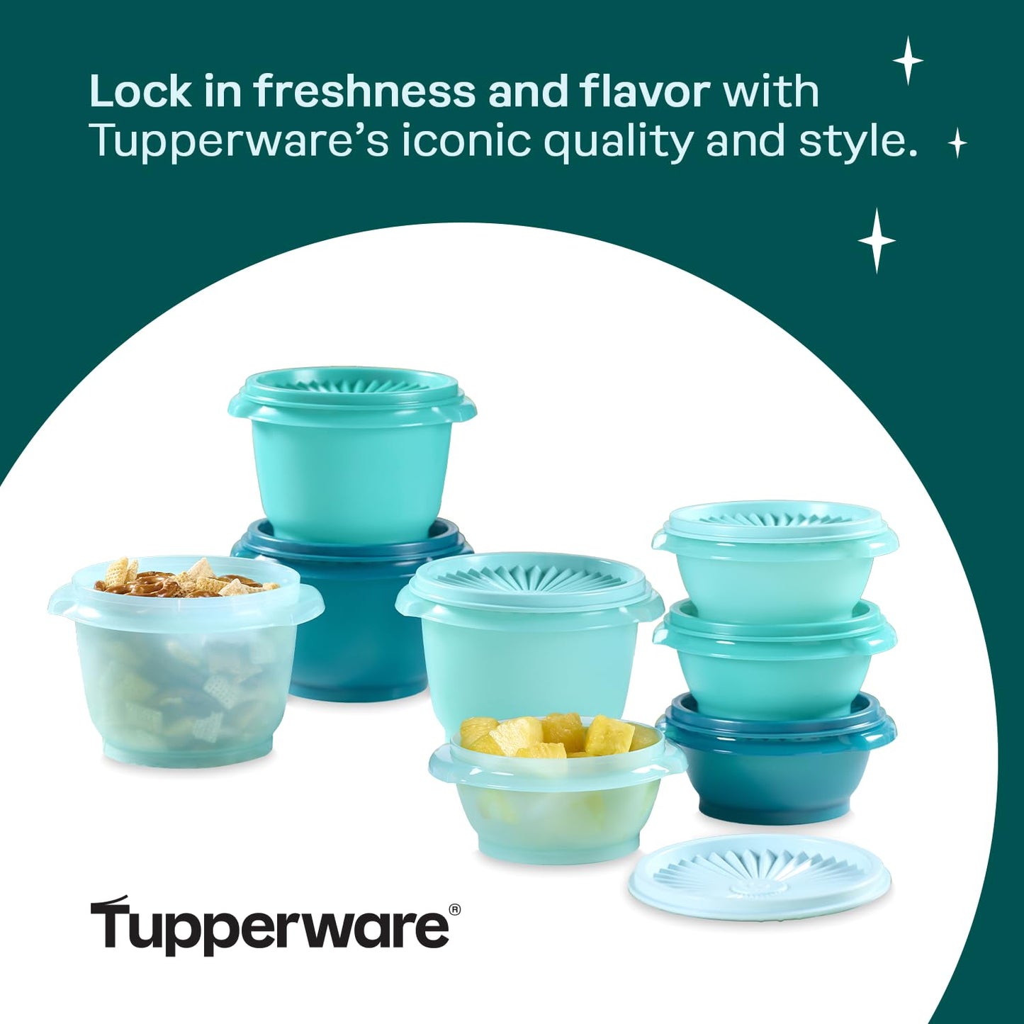 Tupperware Heritage Collection, New 16 Piece Food Storage Container Set in Vintage Green, Dishwasher Safe and BPA Free (8 containers, 8 lids)