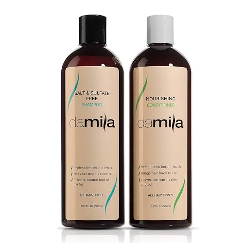 Damila Salt & Sulfate Free Shampoo & Conditioner for Keratin and Color Treated Hair - Professional Keratin Value Pack for Damaged, Frizzy, Curly, Dry