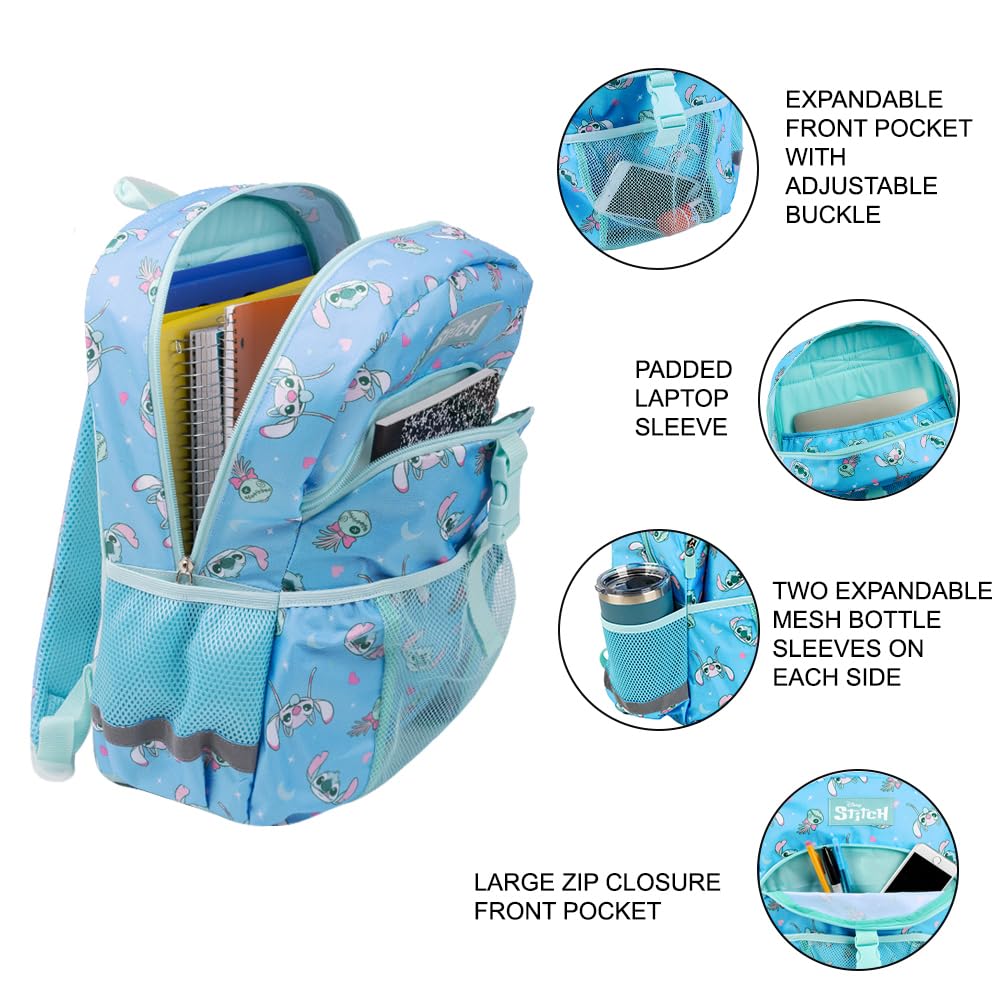 Bioworld Disney's Stitch 2-Piece 16" Premium Youth Backpack & Lunch Kit Set For Girls