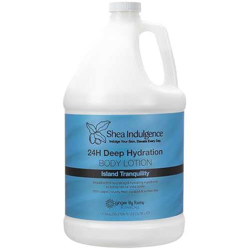 Ginger Lily Farms Botanicals Shea Indulgence 24H Deep Hydration Body Lotion, Island Tranquility, 100% Vegan & Cruelty-Free, Green Tea & Lemongrass