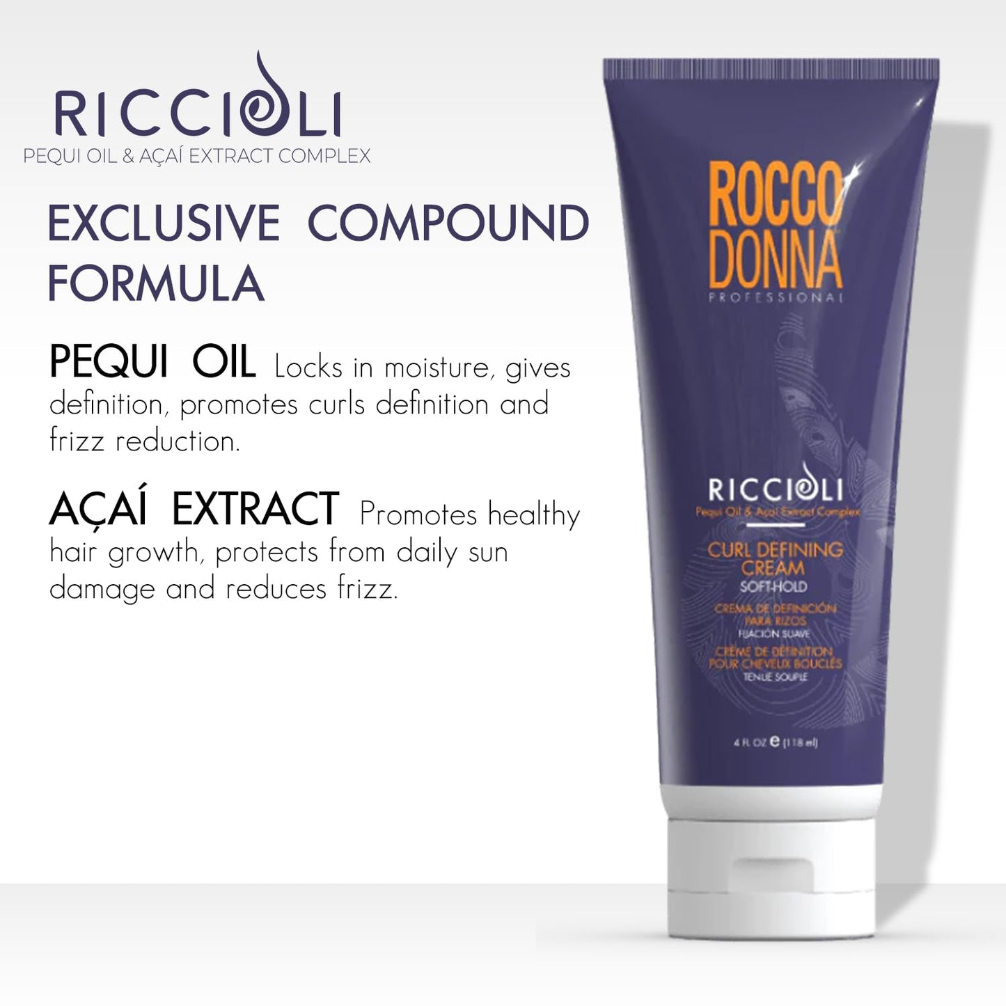 Rocco Donna Curl Defining Cream, Soft Hold, Defines and Moisturizes Curls and Waves, Frizz Control, Natural Look, Riccioli Complex with Pequi Oil