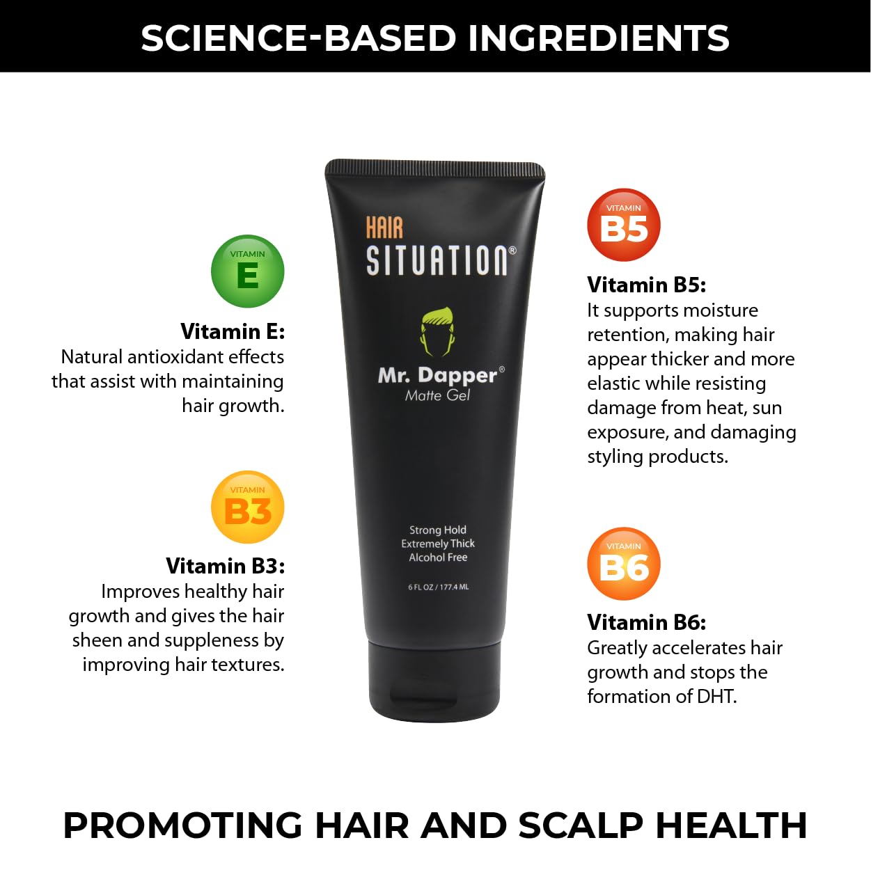 Hair Situation Mr. Dapper Matte Look Strong Hold Styling Hair Gel for Men, Anti-Humidity Shield, Anti-Frizz and Fly Away, Alcohol-Free, No Flake