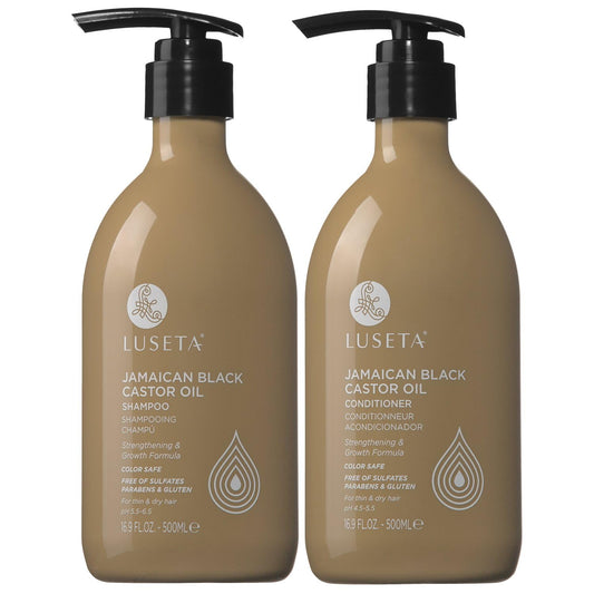 Luseta Castor Oil Shampoo and Conditioner Set for Thinning Hair - Strengthening Set for Thicker Fuller Looking Hair & Split End Repair for Men Women