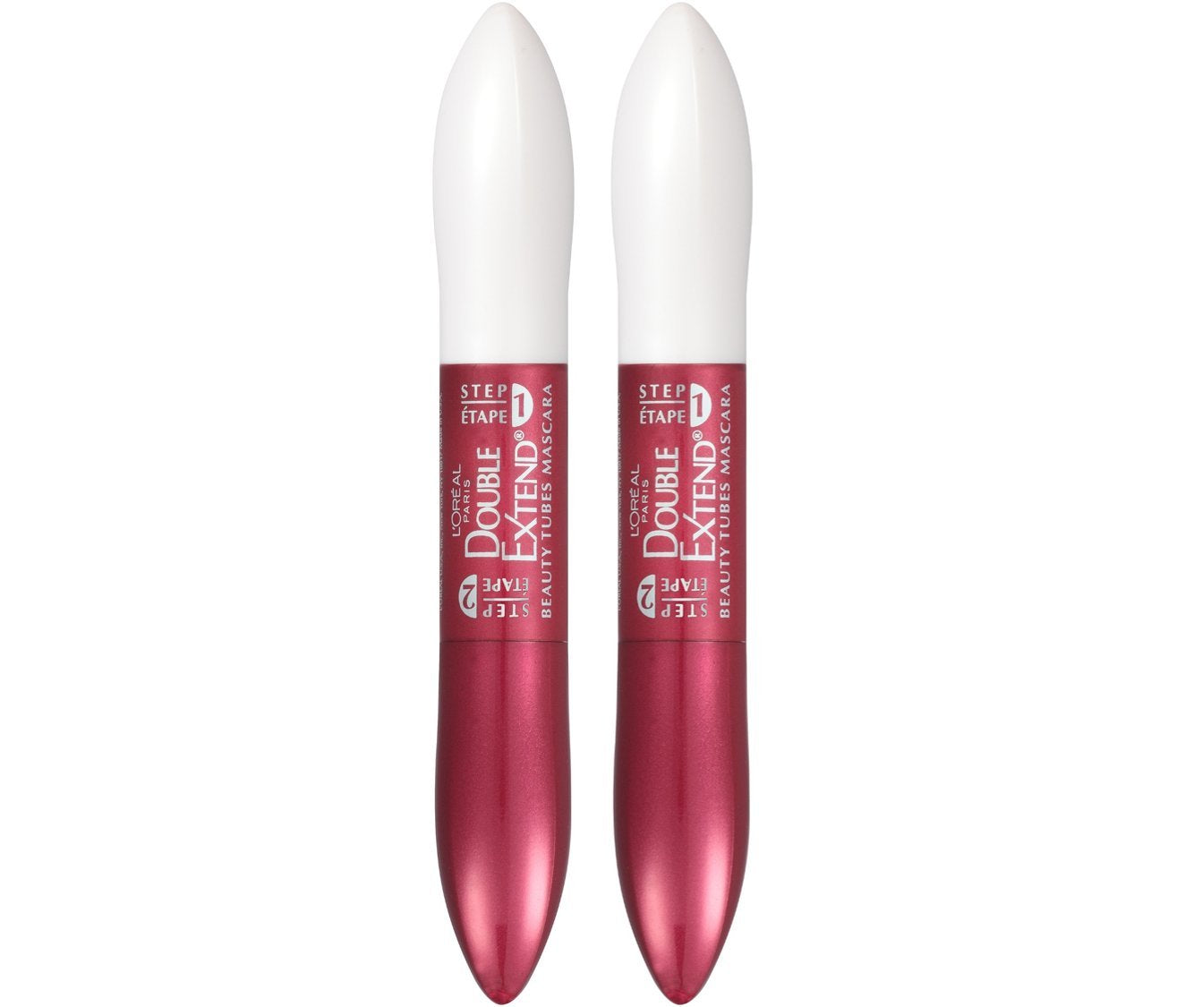 L'Oreal Paris Makeup Double Extend Tubing Mascara, Lengthening 2 Step Mascara, Smudgeproof, Blackest Black, Pack of 2