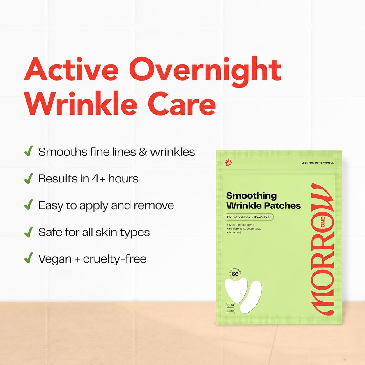 Morrow One - Peptide-Infused Smoothing Wrinkle Patches - Overnight Patches for Smoothing Fine Lines and Wrinkles, Anti Aging Stickers for Crow's Feet Beauty and Personal Care Morrow