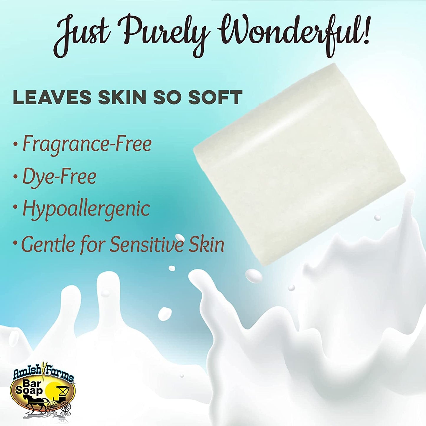 Amish Farms Fragrance-Free Bar Soap Bar w/All Natural Bentonite Clay | Made in USA, Vegan Moisturizing for Sensitive Skin | Women & Mens Face & Body