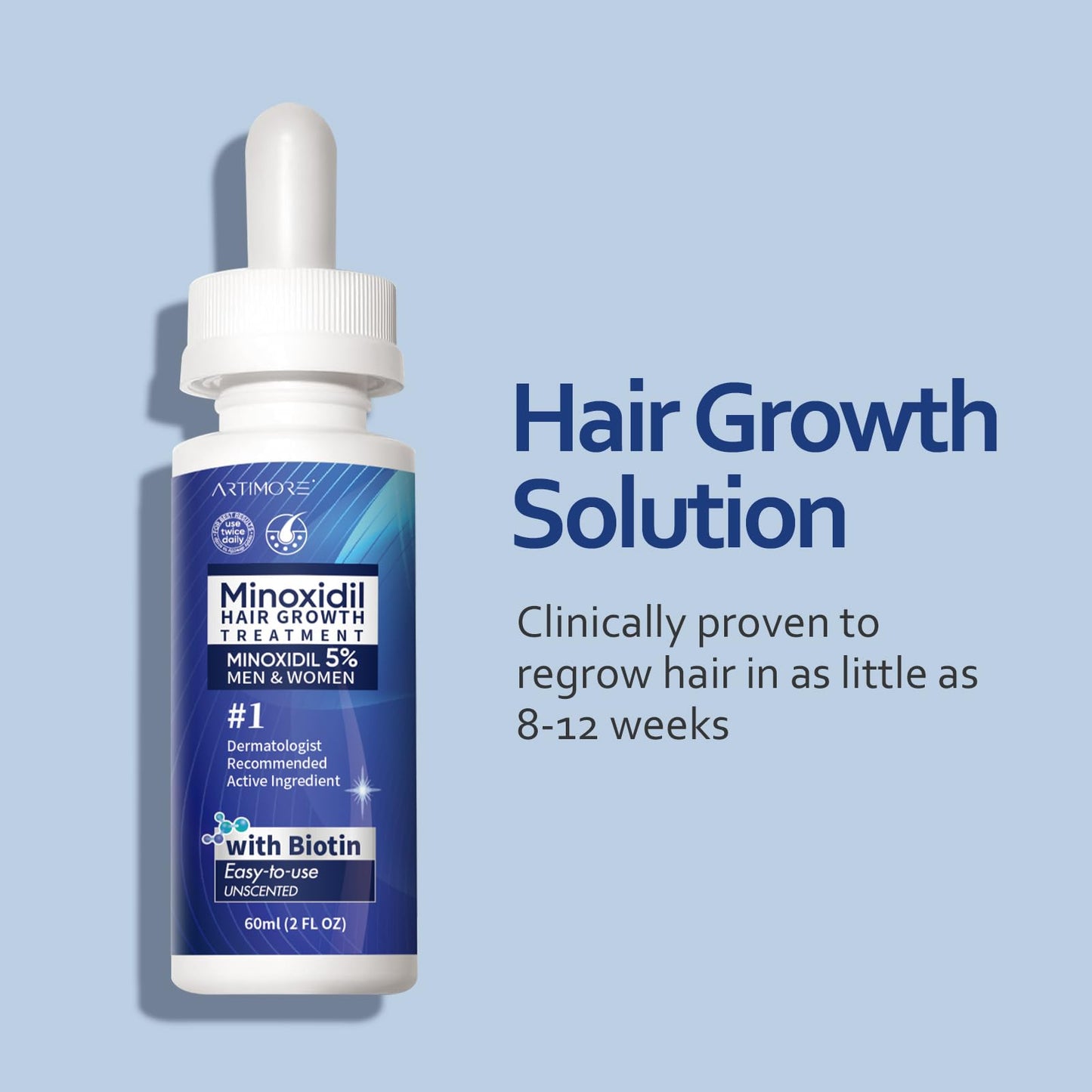 Minoxidil for Men Liquid Solution, Minoxidil for Women Hair Growth Serum, 5% Minoxidil Serum 1PCS for Stronger Roots & Thicker, Fuller Hair, 60ml Beauty and Personal Care Artimore