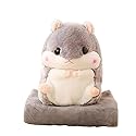 YunNasi Plush Hamster Stuffed Animal Toys Hamster Throw Pillow with Blanket 19.7 Inches Grey