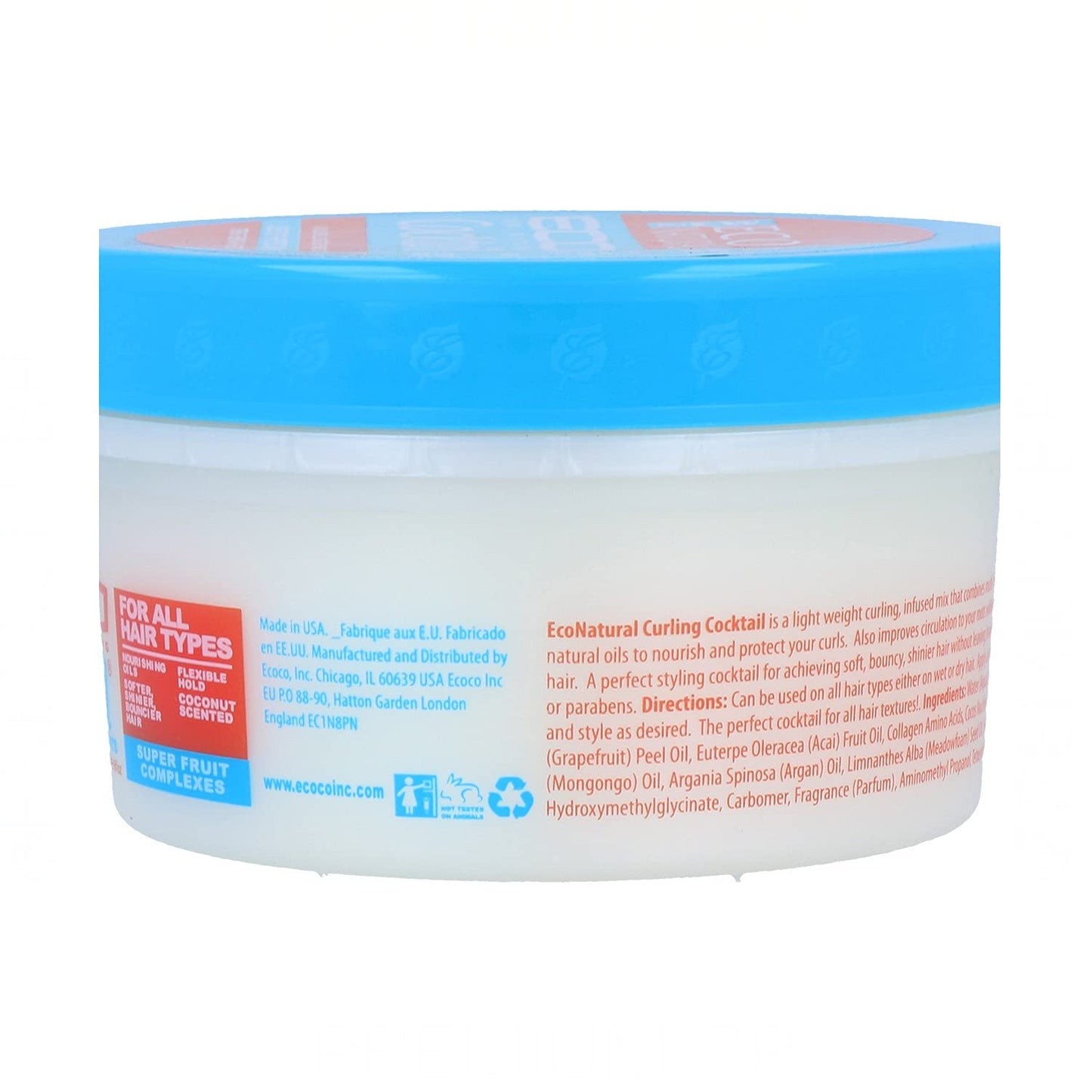Ecoco Eco Cocktail Super Fruit Complex Hair Cream - Collagen, Amino Acids And Natural Oil Blend - Nourish And Protect Curls - Soft, Bouncy And Shiny