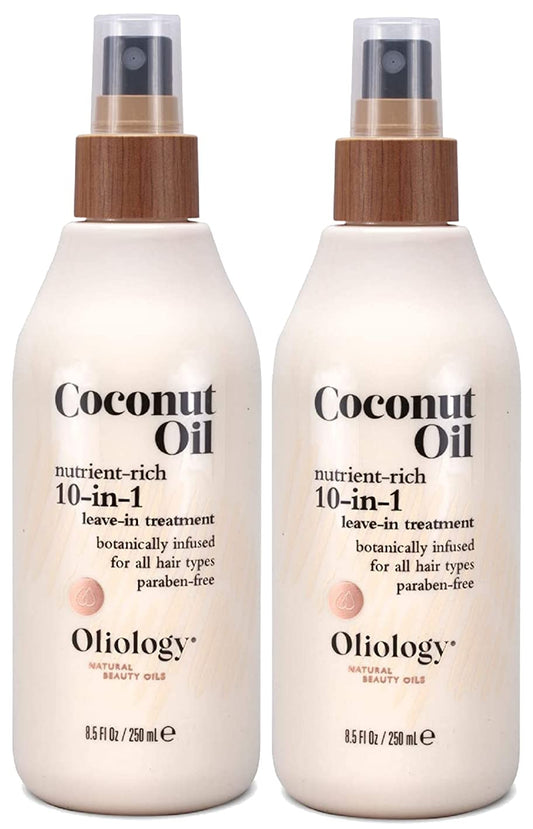 Oliology Coconut Oil 10-in-1 Multipurpose Spray - Leave in Treatment for All Hair Types | Detangles, Controls Frizz, Hydrates & Moisturizes |