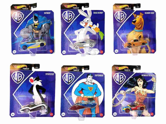 Hot Wheels Warner Bros DC Scooby and Looney Tunes Character Cars Complete Set of 6 Diecast Vehicles from HKV23-956E Release