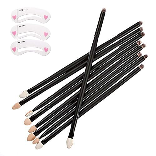Coobbar 10Pcs Black Double-headed Sponge Eyeshadow Brush With Nose Shadow Brush
