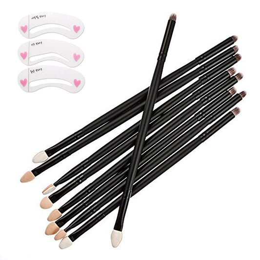 Coobbar 10Pcs Black Double-headed Sponge Eyeshadow Brush With Nose Shadow Brush