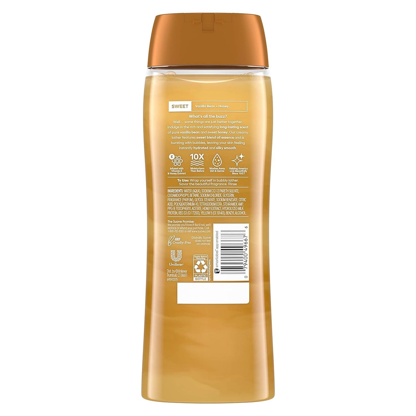 Suave Moisturizing Body Wash, with Milk & Honey and Vitamin E Extract, No Parabens, No Phtahaltes, 18 Oz Pack of 6 Beauty and Personal Care Suave
