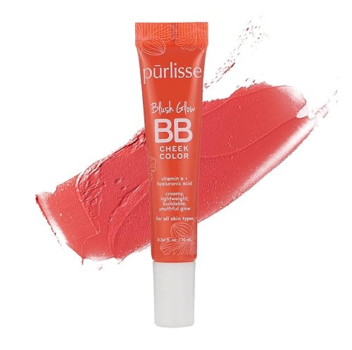 pürlisse Blush Glow BB Cheek Color - Dewy Liquid Blush for Cheeks - Enriched with Vitamin E & Hyaluronic Acid - Creamy, Lightweight & Buildable