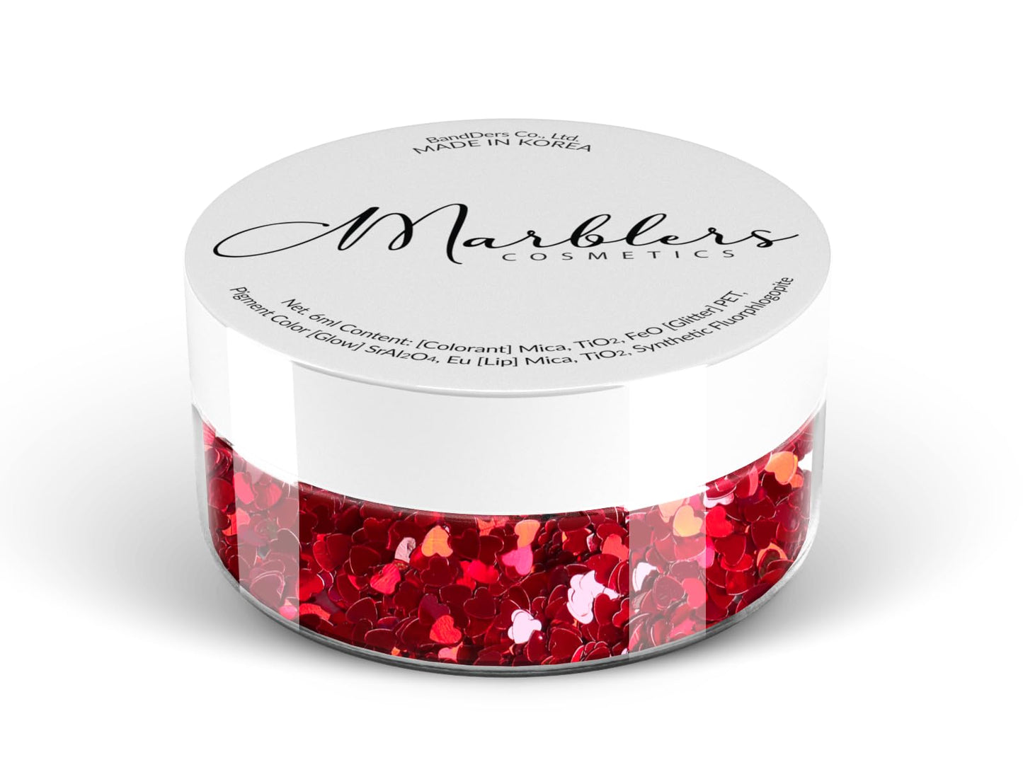 MARBLERS [Heart] Shape Glitter for Body & Face 0.11oz (3g) | Flake | Non-Toxic | Vegan | Cruelty-Free | Eyeshadow, Nail Polish, Nail Art | Festival