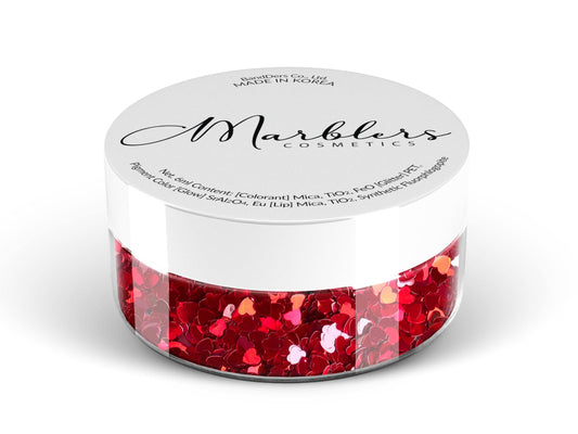 MARBLERS [Heart] Shape Glitter for Body & Face 0.11oz (3g) | Flake | Non-Toxic | Vegan | Cruelty-Free | Eyeshadow, Nail Polish, Nail Art | Festival