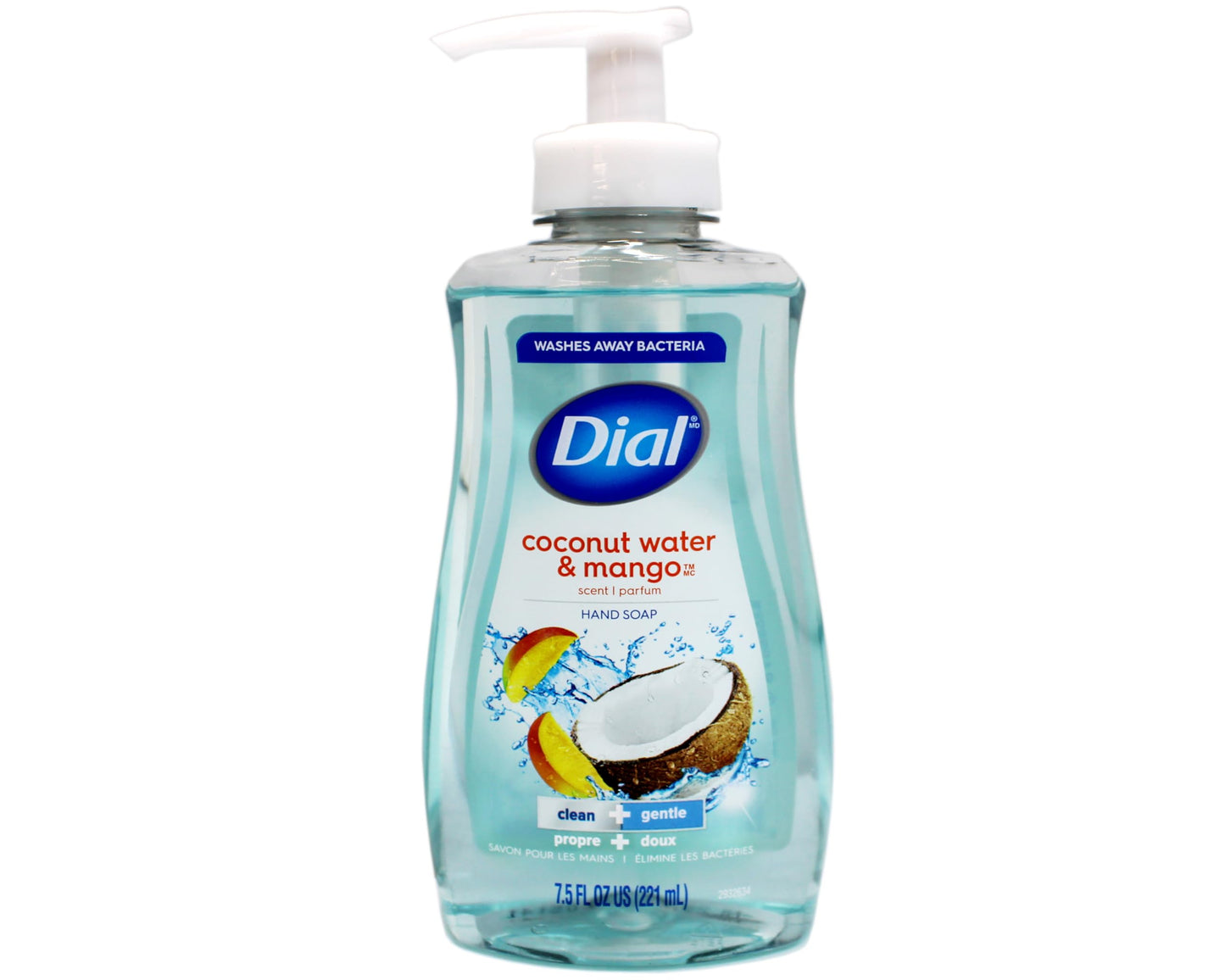 Dial Liquid Hand Soap, Coconut Water & Mango, 7.5 Fluid Ounces - 017000121581 017000121598