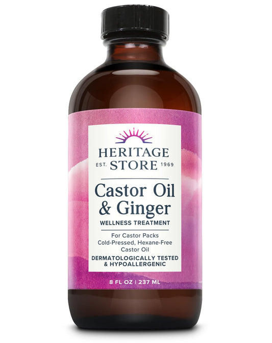 HERITAGE STORE Castor Oil & Ginger - Cold Pressed Organic Castor Oil Pack Wrap - Heat Compress for Abdomen, Joints, Overall Wellness with Calming Beauty & Personal Care HERITAGE STORE