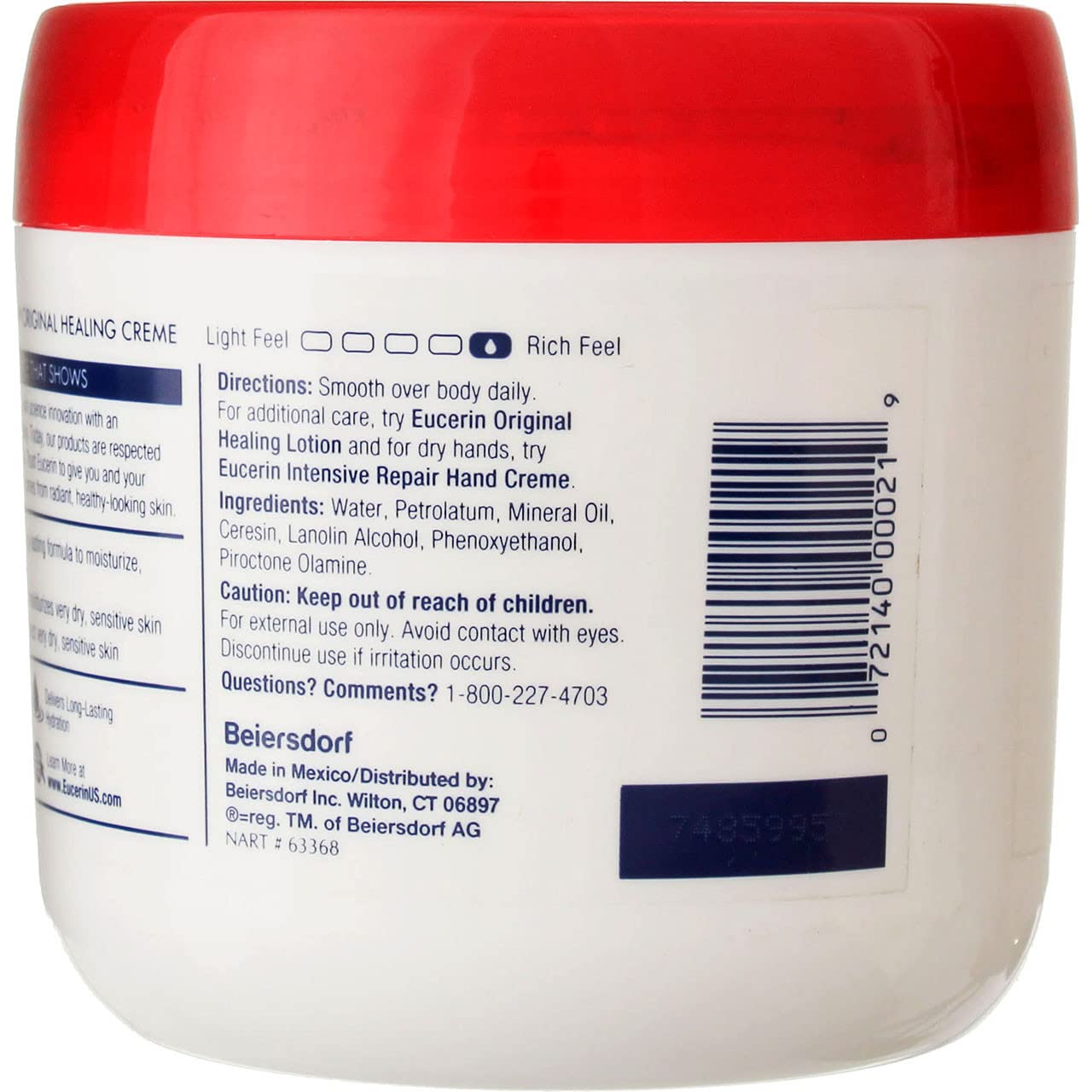 Eucerin Original Healing Rich Creme 16 oz (Pack of 6)