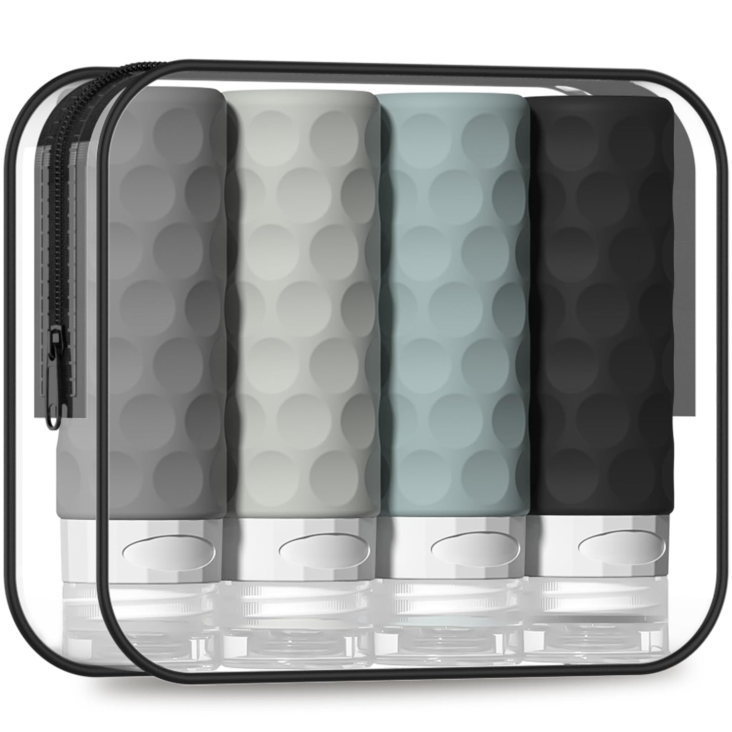 Silevoler Travel Bottles for Toiletries, 4pcs Tsa Approved 3oz Travel Size Containers, BPA Free Leak Proof Premium Silicone Bottles, Refillable Liquid Beauty and Personal Care Silevoler