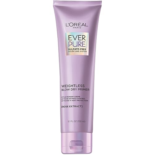 L'Oreal Paris Blow Dry Primer for 48 HR Frizz Control, Sulfate Free, EverPure 5.1 fl oz