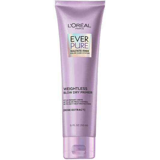 L'Oreal Paris Blow Dry Primer for 48 HR Frizz Control, Sulfate Free, EverPure 5.1 fl oz