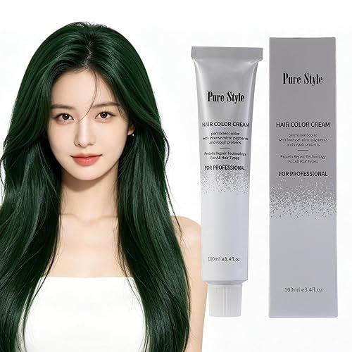 YSNSTYLE-PureStyle 3.4 fl oz(100ml) Hair Color Cream, Ammonia-Low Permanent Hair Dye with Nourishing, Green Long-Lasting Fade-Resistant Color, At-Home