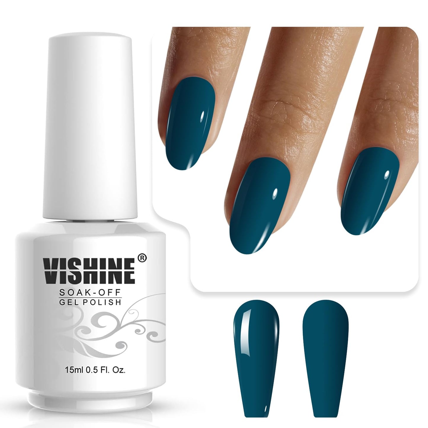 Vishine Soak-Off UV LED Gel Polish Nail Art Manicure Lacquer Teal Color 036