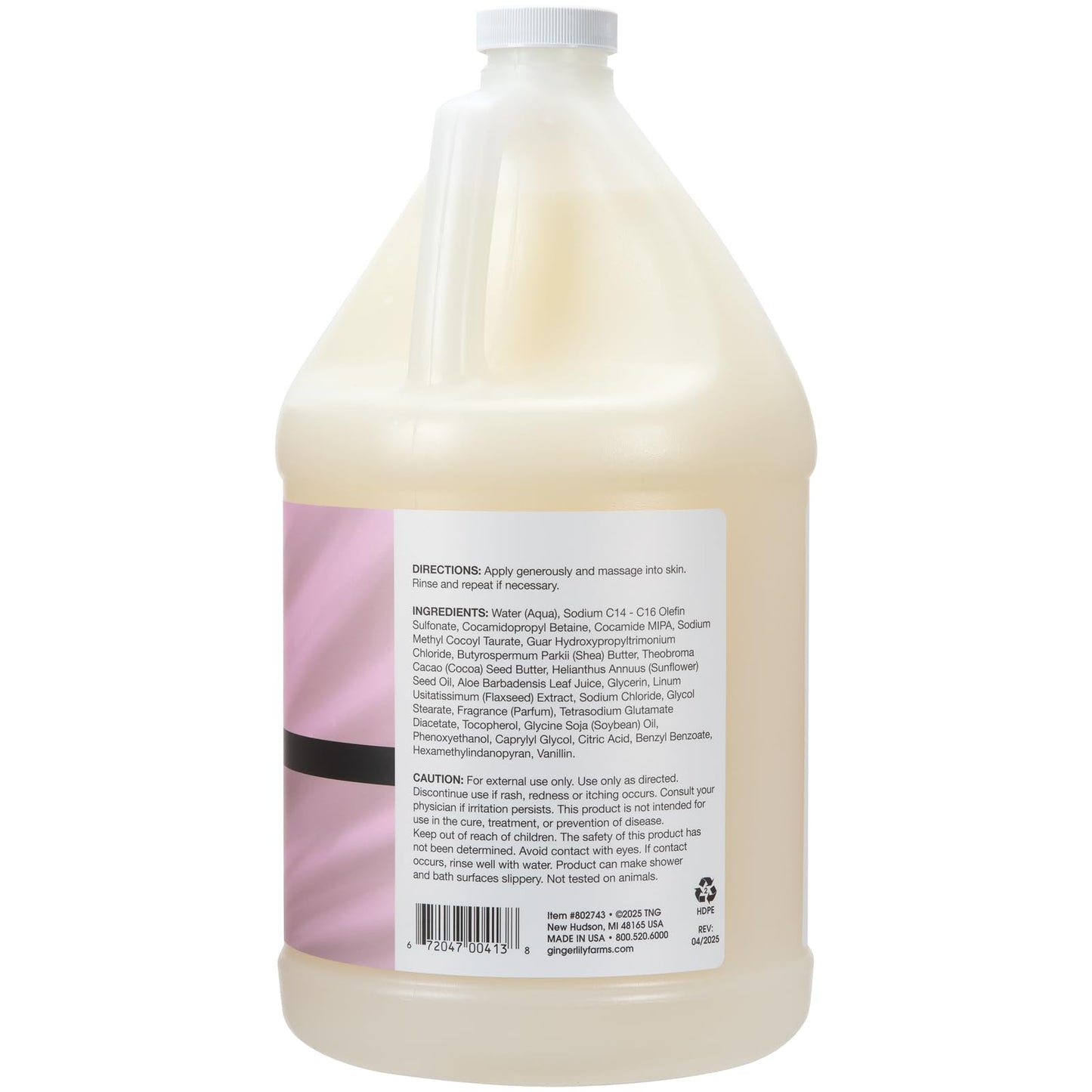 Ginger Lily Farms Botanicals Shea Indulgence Deep Hydration Body Wash, 100% Vegan & Cruelty-Free, Vanilla Sugar Bliss Scent, 1 Gallon (128 fl oz)