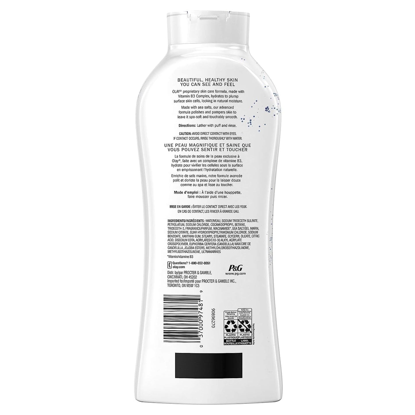 Olay Daily Exfoliating with Sea Salts Body Wash, 22 Fl Oz (Pack of 1)
