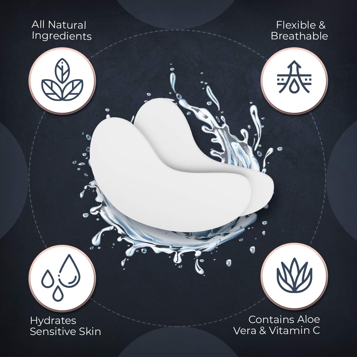 100 Pairs Under Eye Pads for Eyelash Extensions - Professional Lint Free Hydrogel Eye Patches with Moisturizing Vitamin C and Aloe Vera for Eyelash